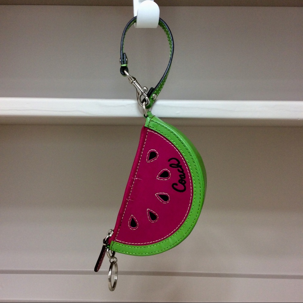 Coach Vintage Watermelon Coin Pouch Pink Green Patent Leather Y2K - Picture 4 of 14